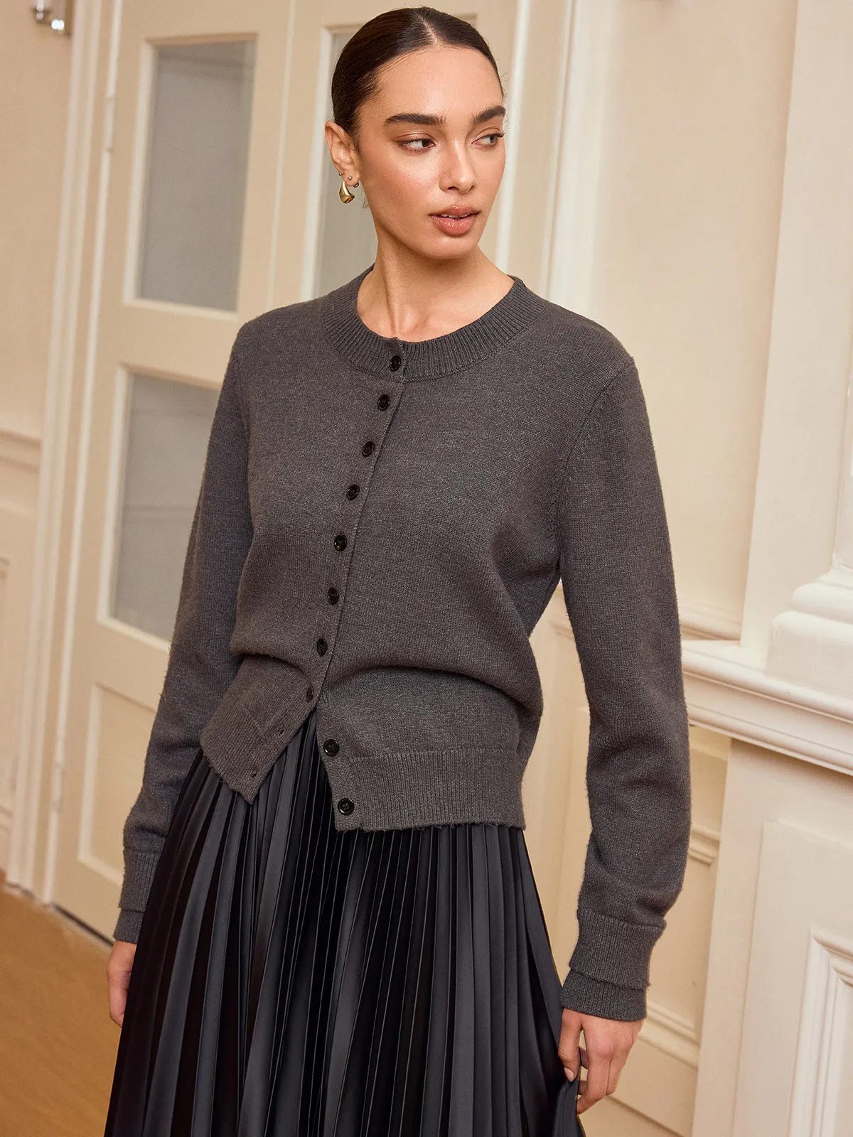 Faux Fur Collar Button-Front Cardigan sold by COMMENSE product image thumbnail 3