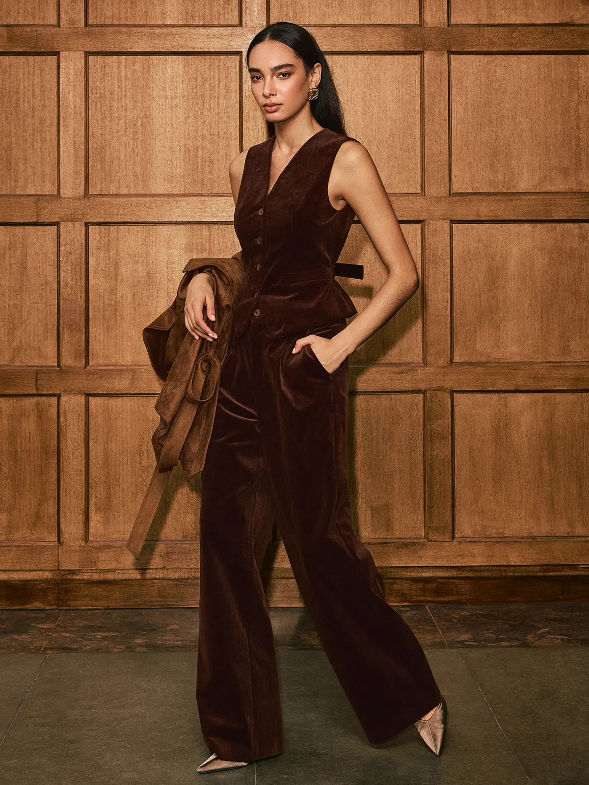 Button-Front Corduroy Vest sold by COMMENSE product image thumbnail 3