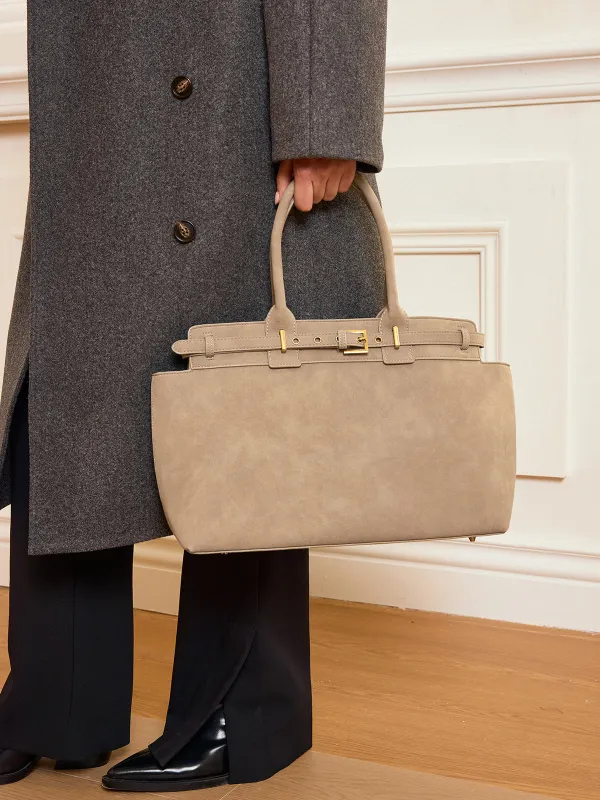 Belt Detail Top Handle Tote Bag sold by COMMENSE