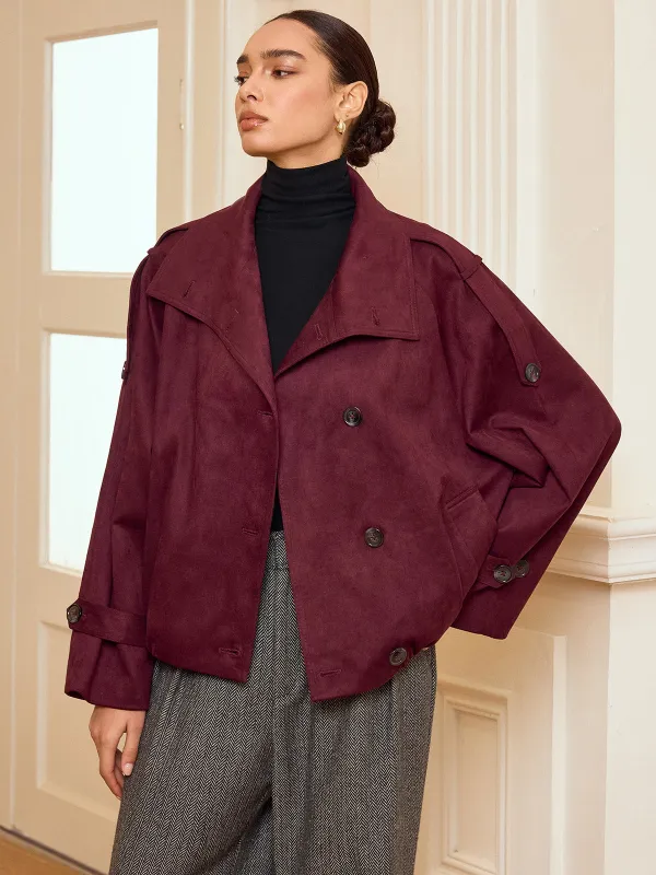 Suede Cropped Trench Jacket sold by COMMENSE