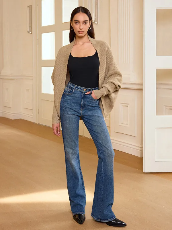 Batwing Sleeve Oversized Ribbed Knit Cardigan sold by COMMENSE