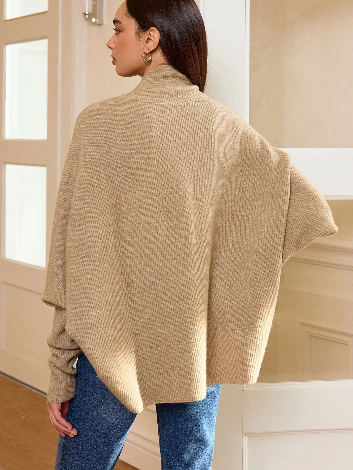 Batwing Sleeve Oversized Ribbed Knit Cardigan sold by COMMENSE product image thumbnail 5