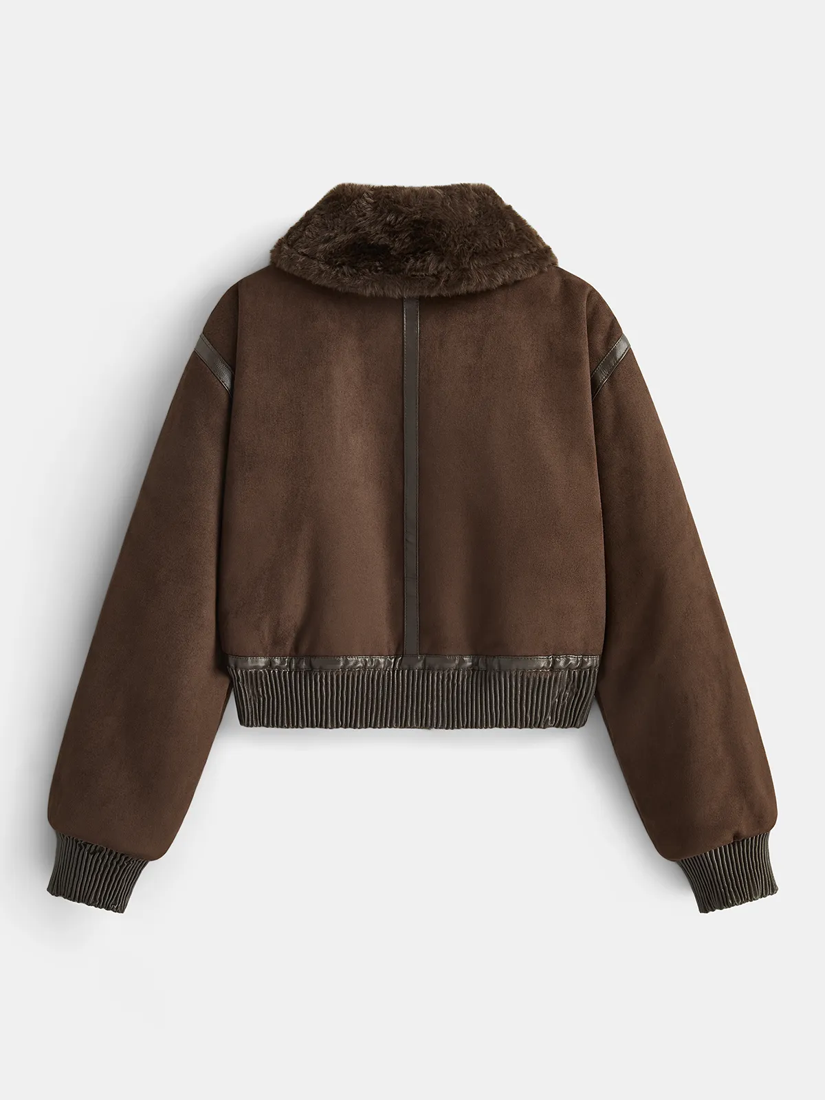 Faux Leather Trim Shearling Jacket sold by COMMENSE product image thumbnail 3