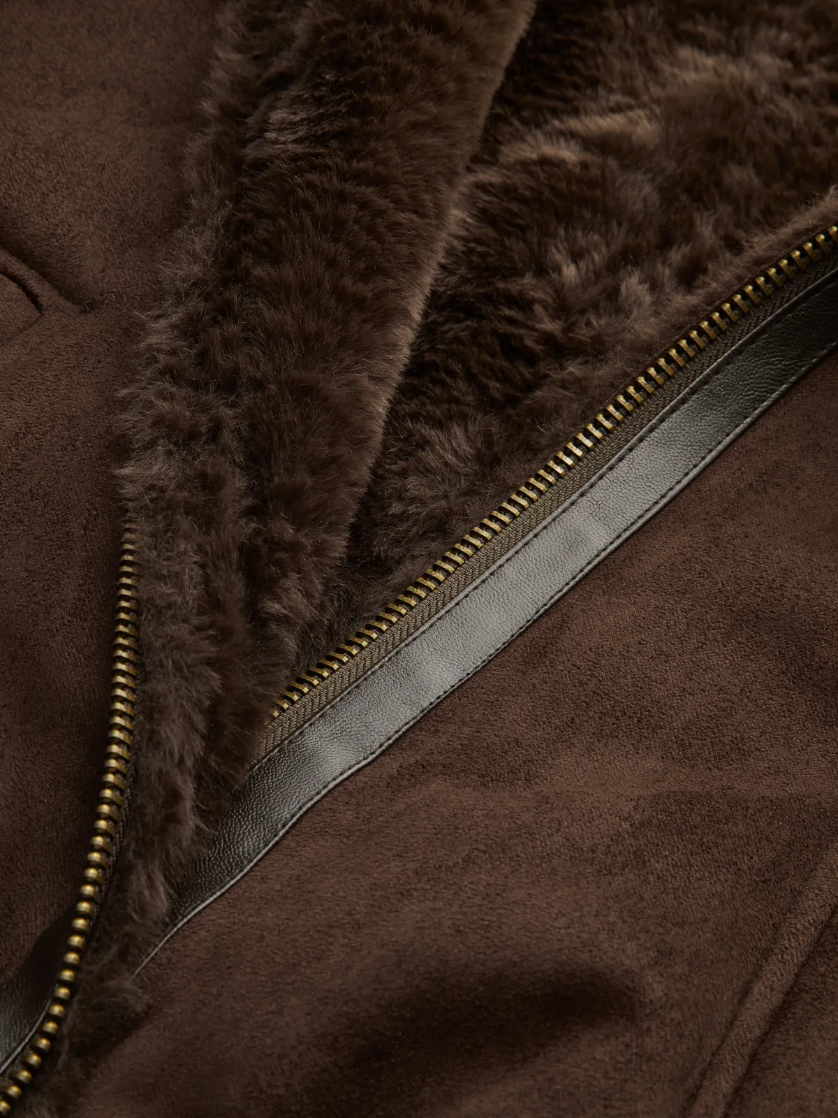 Faux Leather Trim Shearling Jacket sold by COMMENSE product image thumbnail 5