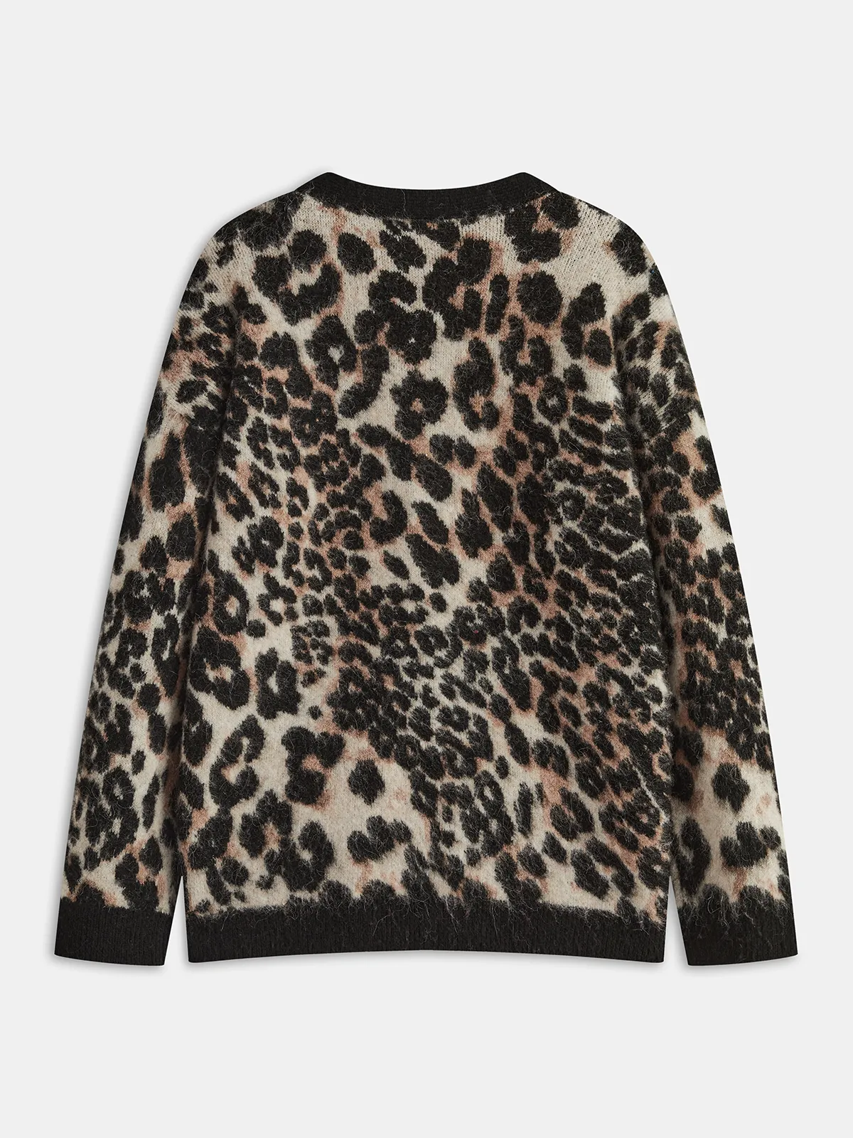 Wool Blend Leopard Print Metal Button Cardigan sold by COMMENSE product image thumbnail 3