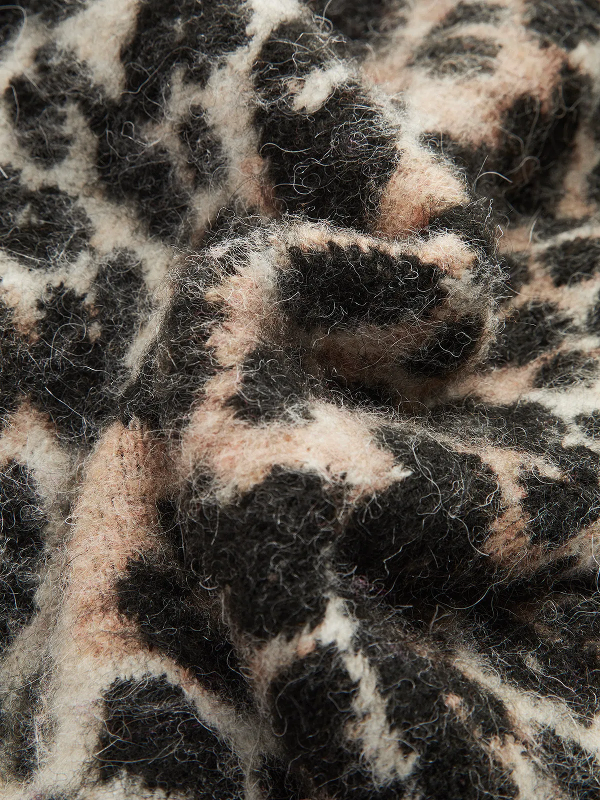 Wool Blend Leopard Print Metal Button Cardigan sold by COMMENSE product image thumbnail 4
