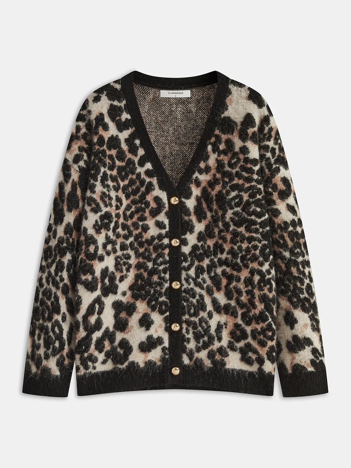 Wool Blend Leopard Print Metal Button Cardigan sold by COMMENSE product image thumbnail 2
