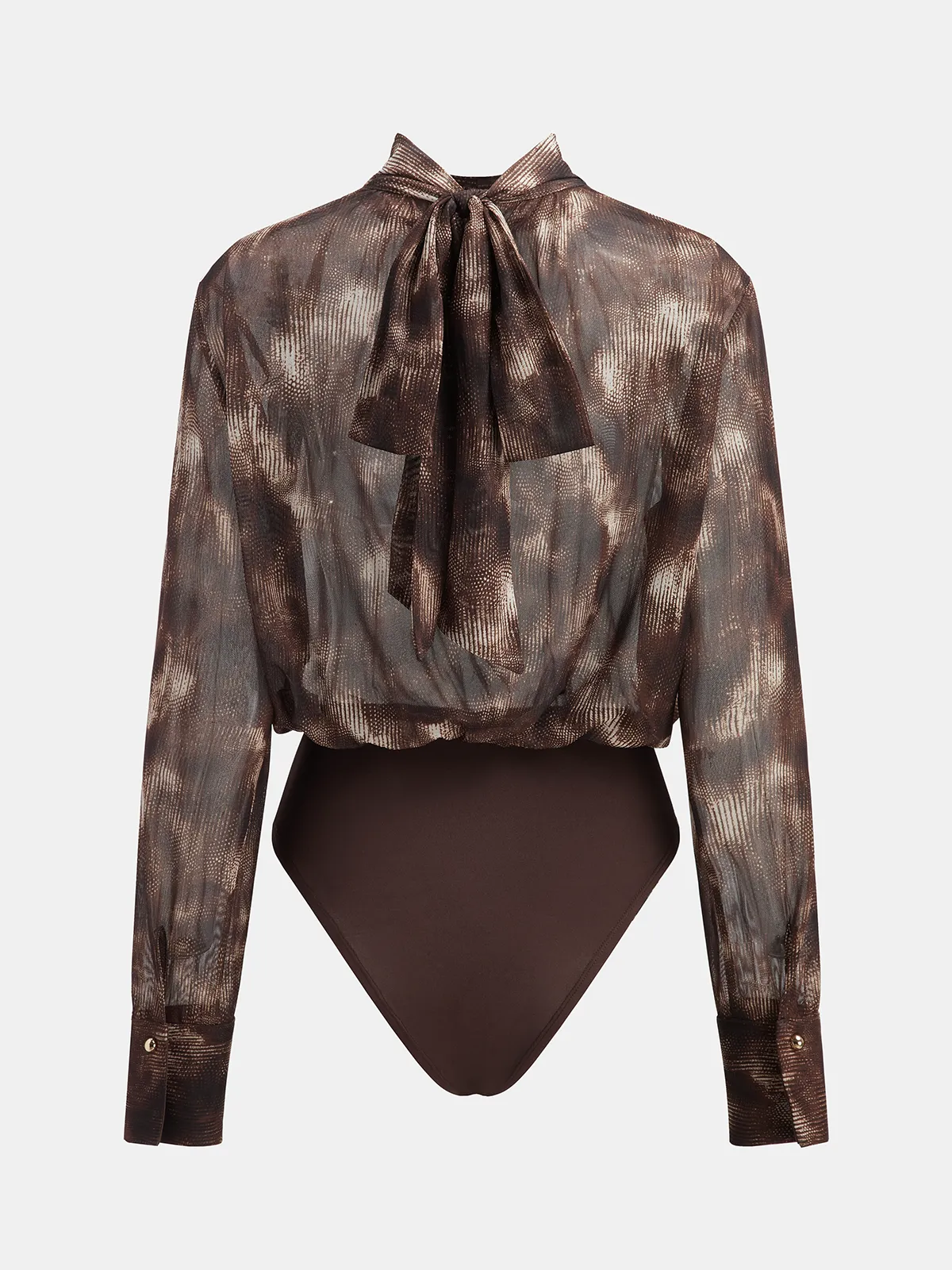 Tie-Dye Mock Neck Back Bow Detail Bodysuit sold by COMMENSE product image thumbnail 2