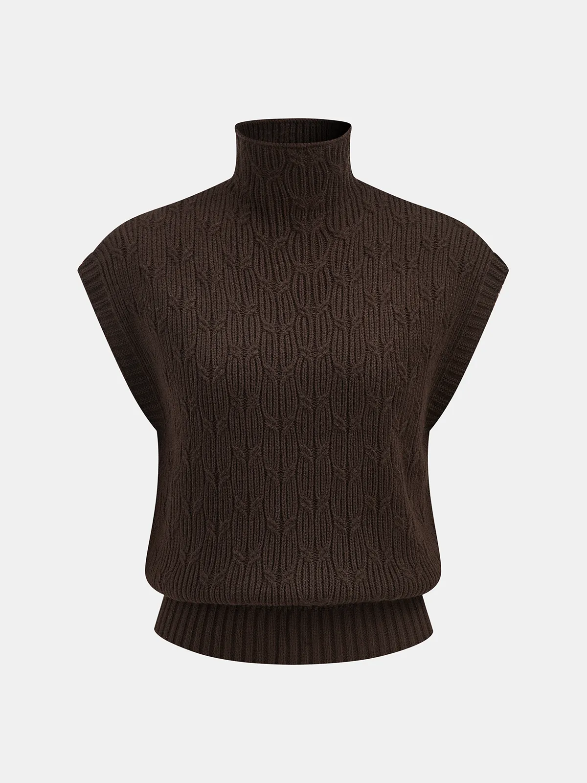 Turtleneck Cable Knit Sleeveless Vest sold by COMMENSE