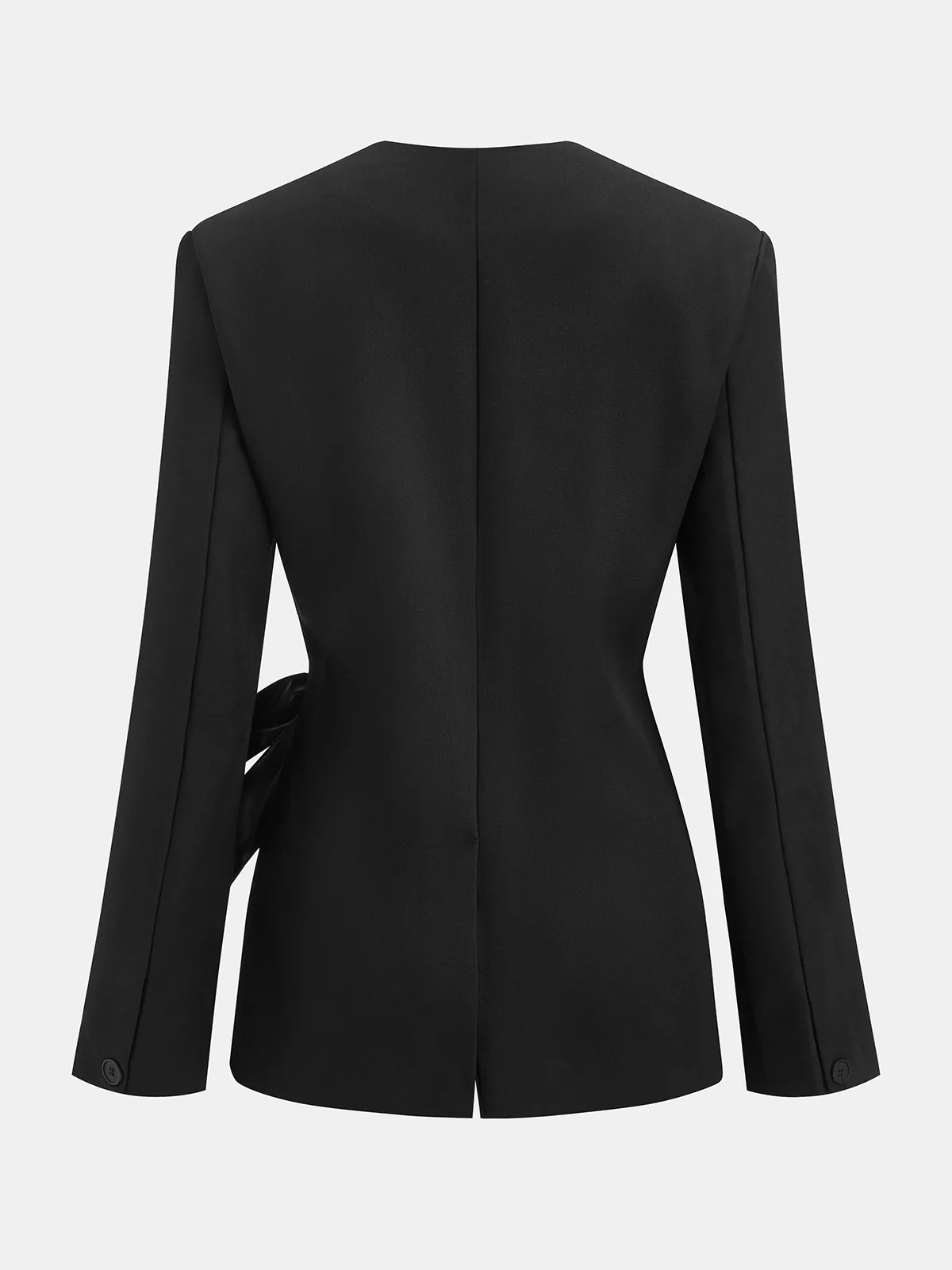 Wrap Front Faux Leather Bow Detail Blazer sold by COMMENSE product image thumbnail 2
