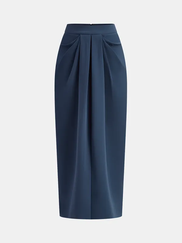 Pleated Detail Mid-Waist Maxi Skirt sold by COMMENSE