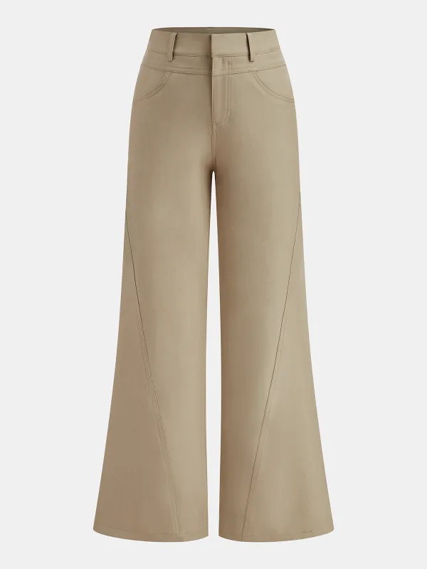Mid-Waist Seam Detail Wide-Leg Pants sold by COMMENSE