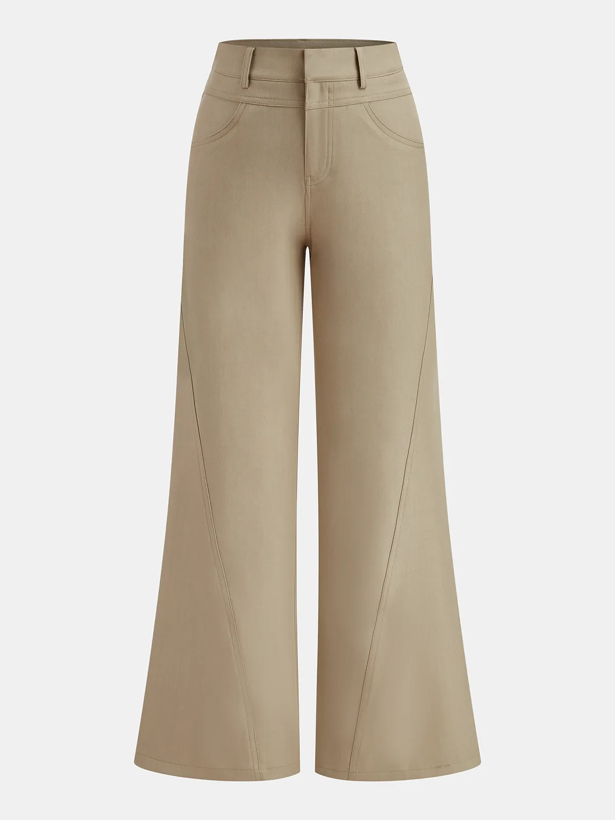 Mid-Waist Seam Detail Wide-Leg Pants sold by COMMENSE