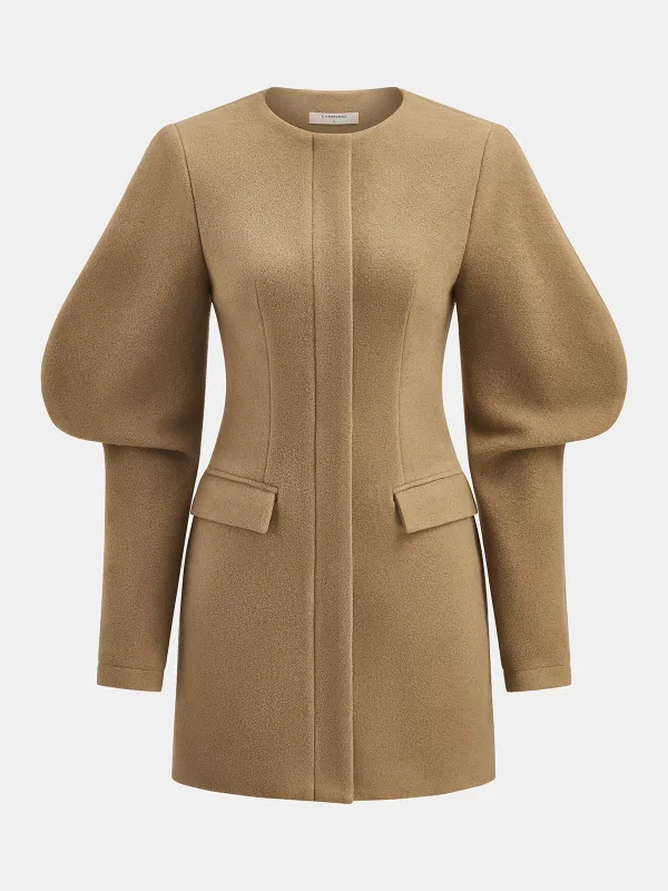 Puff Sleeve Tailored Cotton-Blend Mini Dress sold by COMMENSE