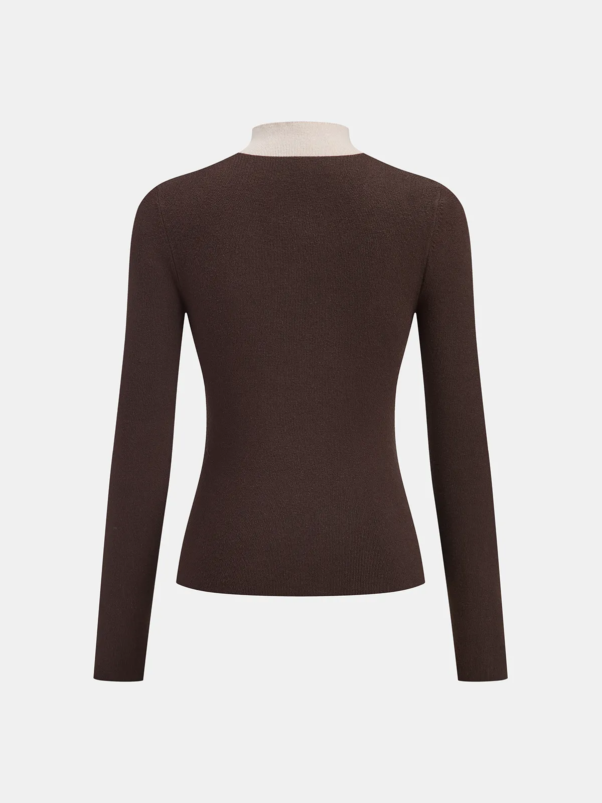 Color Block Mock Neck Fitted Knit Top sold by COMMENSE product image thumbnail 3