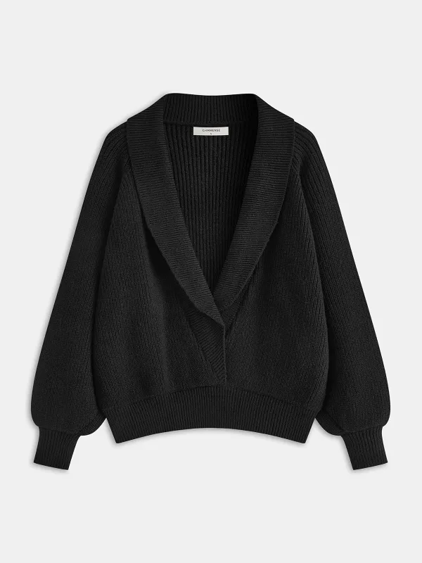 Shawl Collar Batwing Sleeve Knit Outerwear sold by COMMENSE