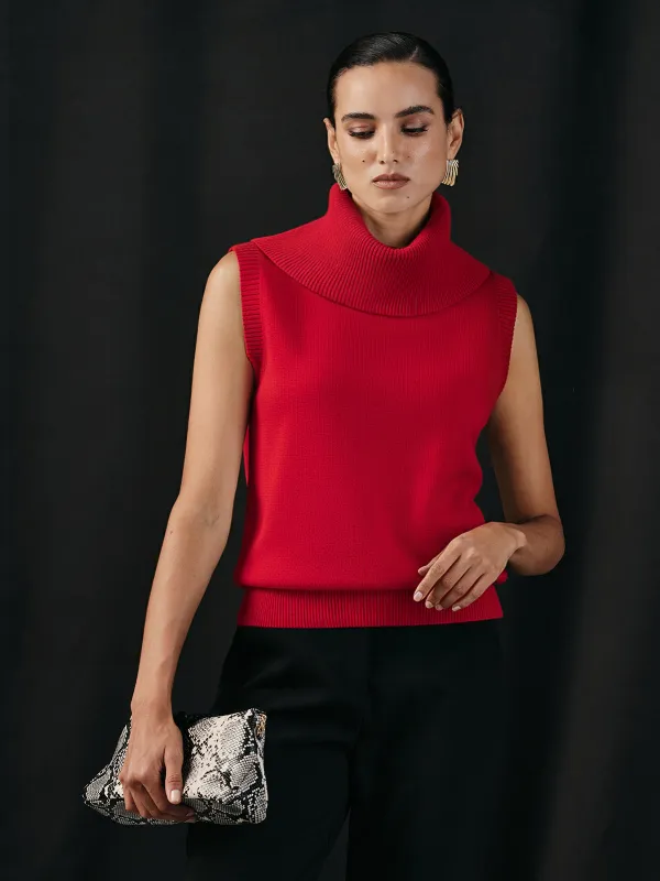 Turtleneck Sleeveless Knit Vest sold by COMMENSE