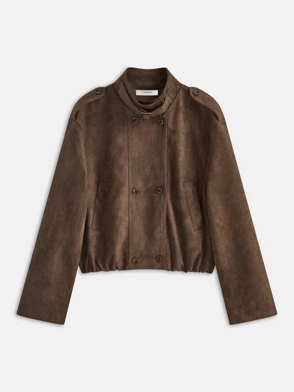Faux Suede Cropped Biker Jacket made by COMMENSE