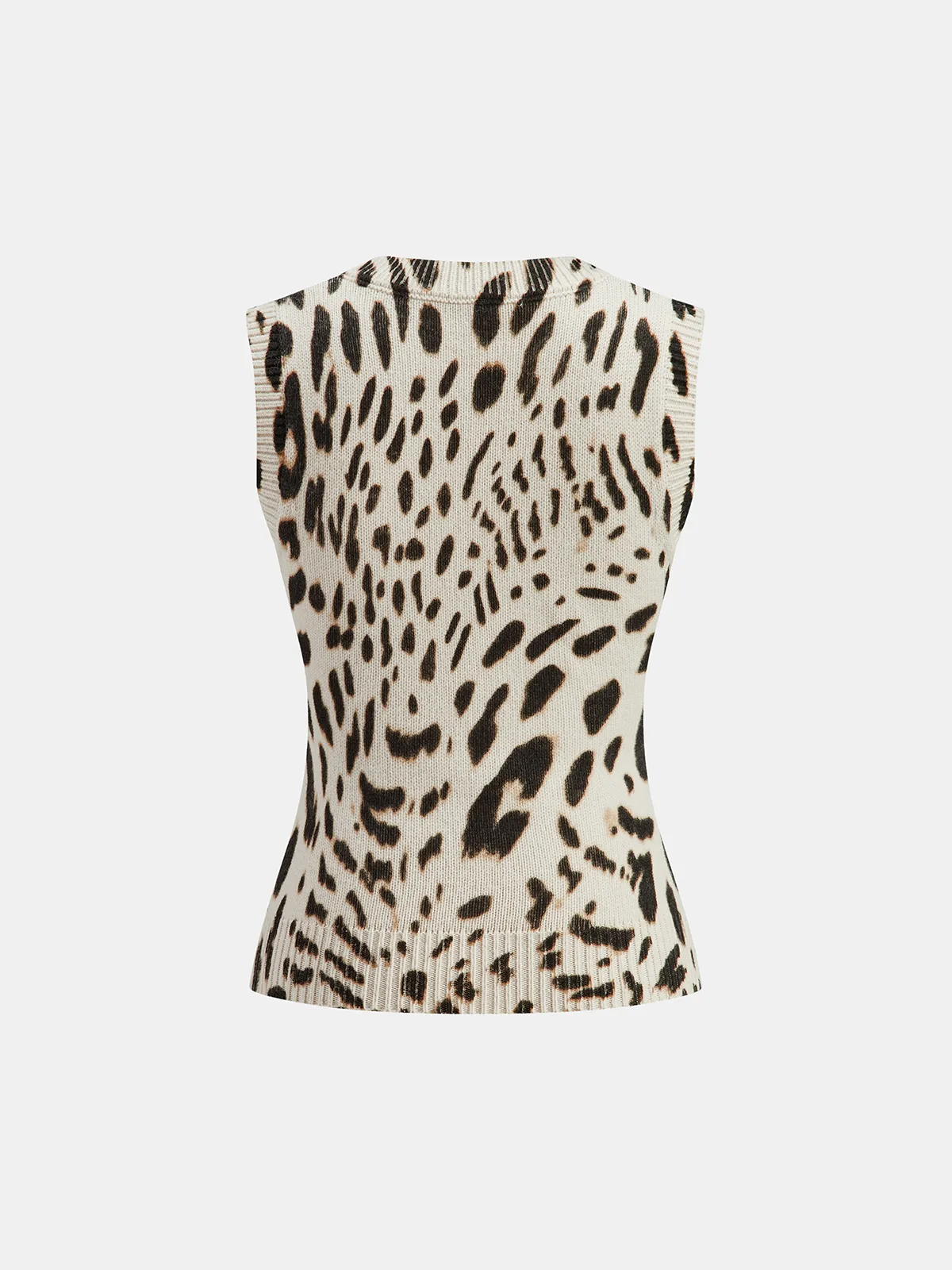 Wool-Blend Leopard Print Knit Vest sold by COMMENSE product image thumbnail 2