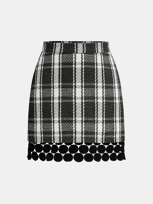 Checked Plaid Circle Linked Mini Skirt sold by COMMENSE