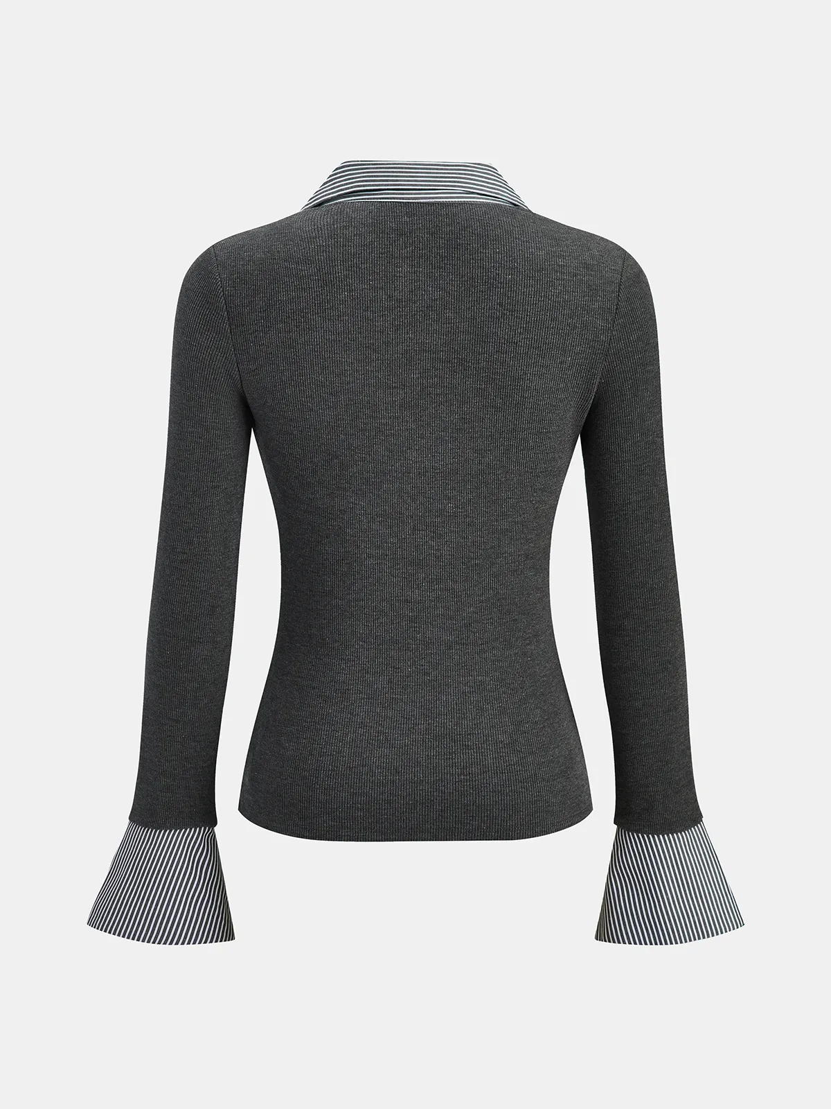 Striped Shirt Panel Knit Top sold by COMMENSE product image thumbnail 2