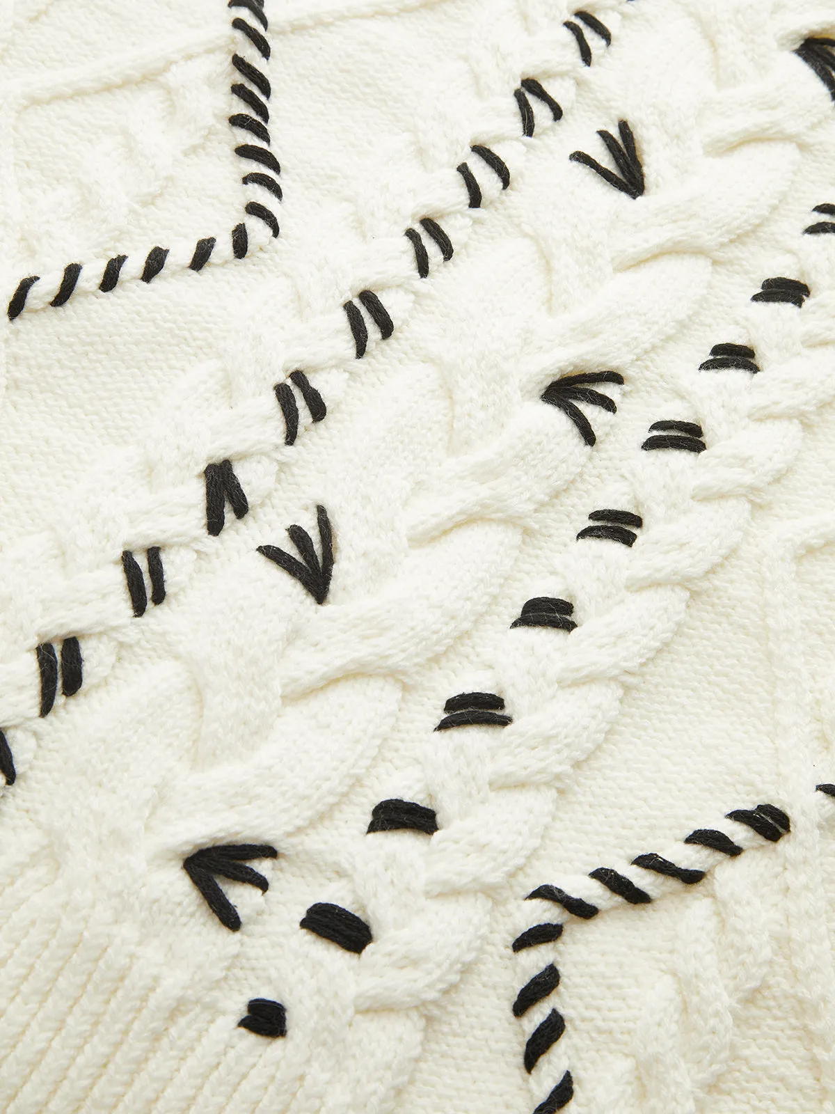 Contrast Stitch Cable Knit Sweater sold by COMMENSE product image thumbnail 4