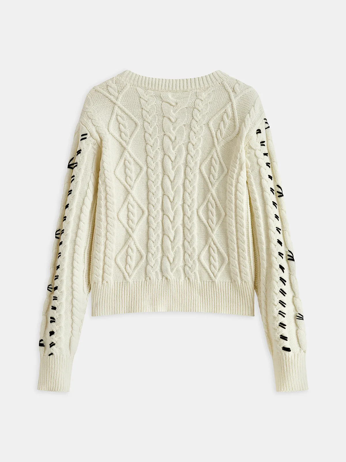 Contrast Stitch Cable Knit Sweater sold by COMMENSE product image thumbnail 2