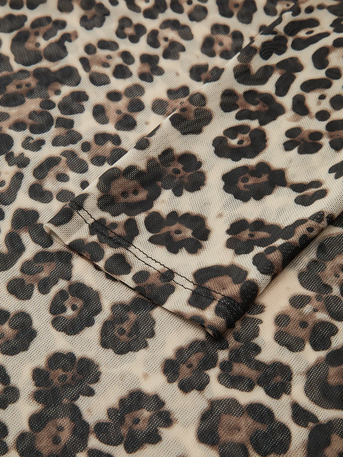 Sheer Mesh Leopard Print Long-Sleeve Top sold by COMMENSE product image thumbnail 4