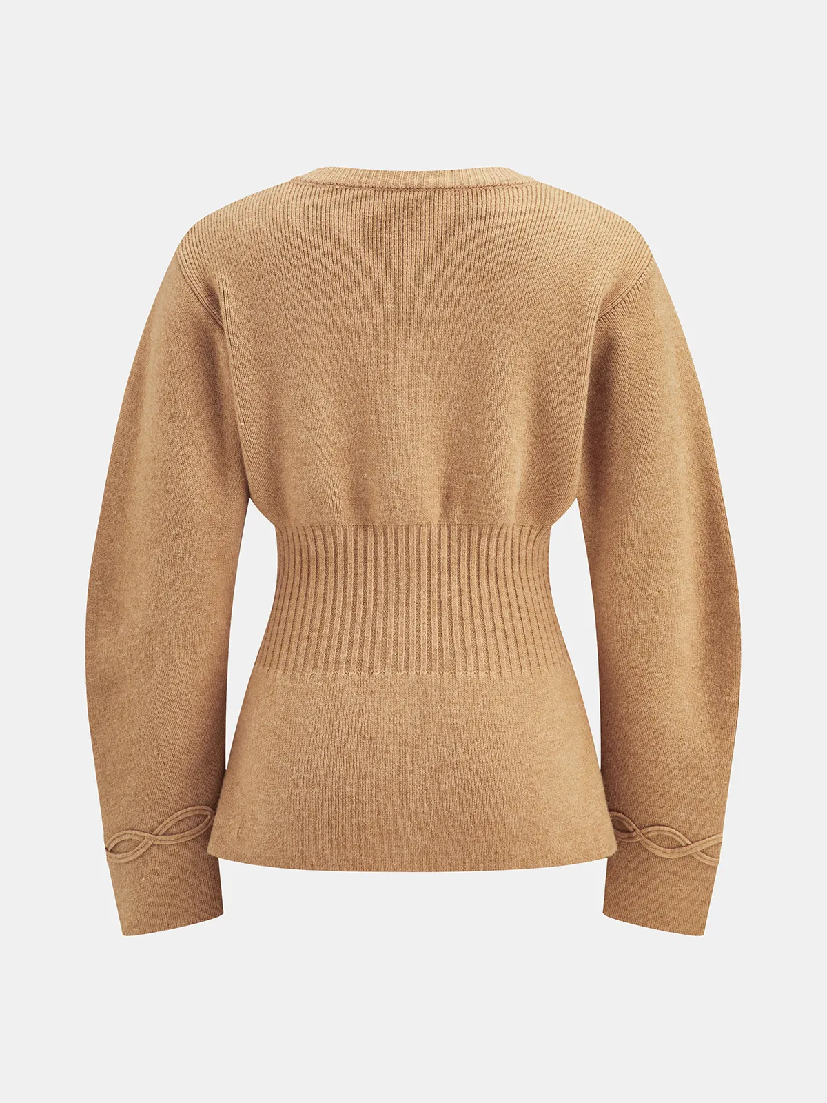 Cinched Waist Cable Knit Cardigan sold by COMMENSE product image thumbnail 2