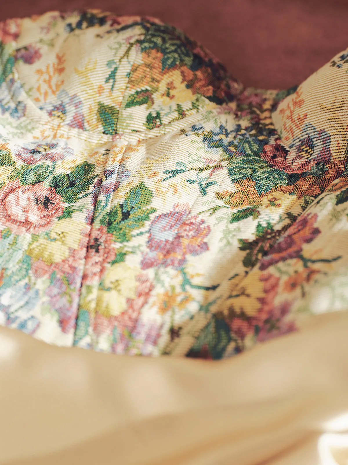 Satin Skirt Panel Floral Corset Maxi Dress sold by COMMENSE product image thumbnail 5