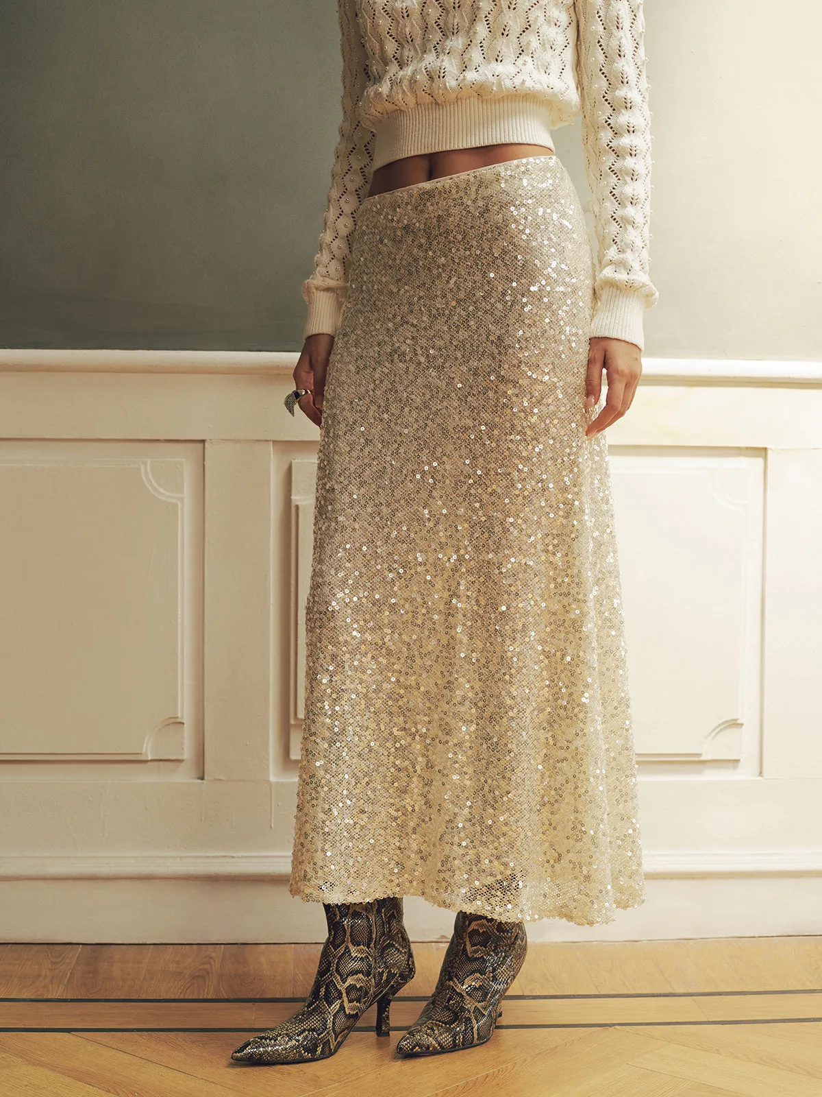 Sequin Mermaid Maxi Skirt sold by COMMENSE product image thumbnail 2