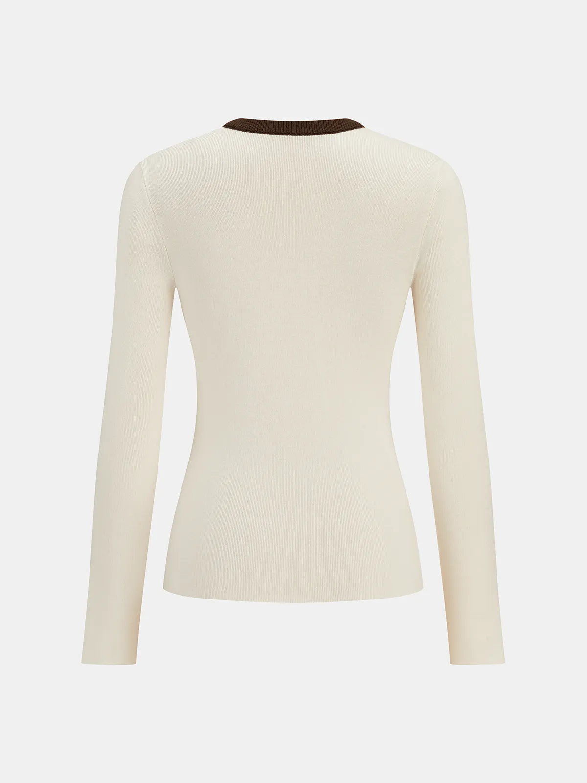 Metal Detail Color-Block Long Sleeve Knit Top sold by COMMENSE product image thumbnail 3