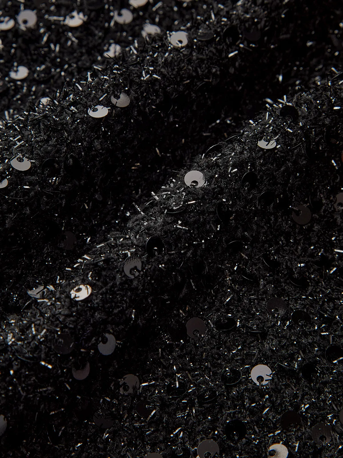 Bow Detail Sequined Tweed Cropped Jacket sold by COMMENSE product image thumbnail 3