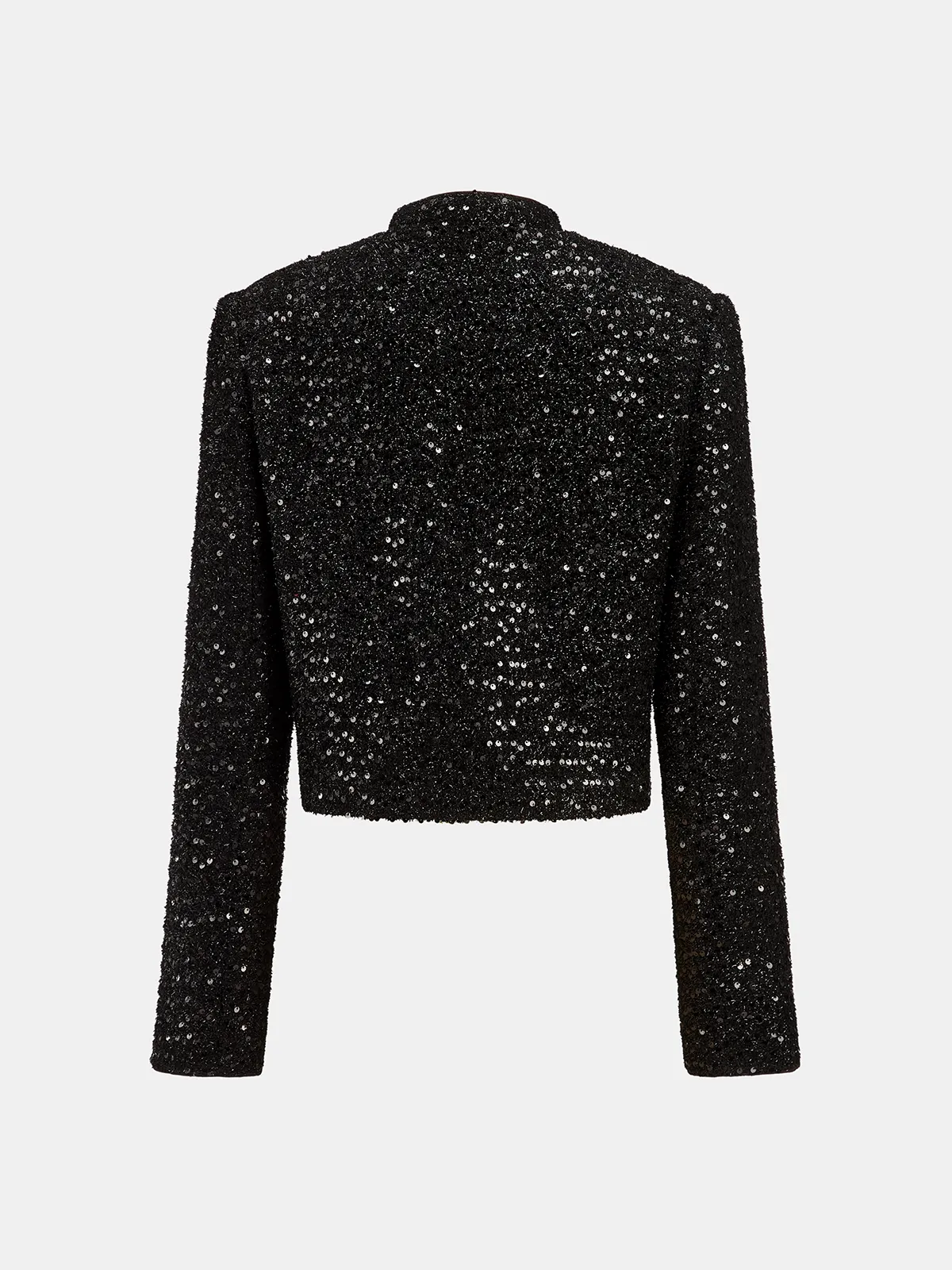 Bow Detail Sequined Tweed Cropped Jacket sold by COMMENSE product image thumbnail 2