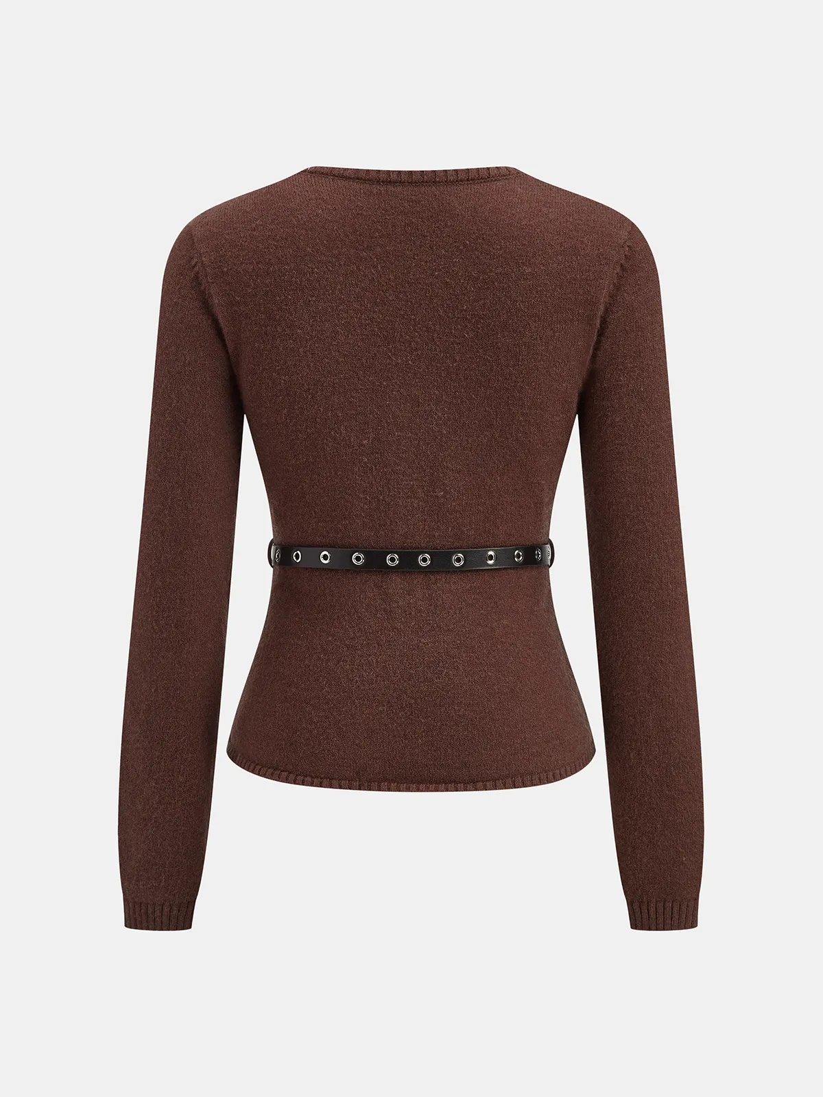 Belted V-Neck Knit Cardigan sold by COMMENSE product image thumbnail 2