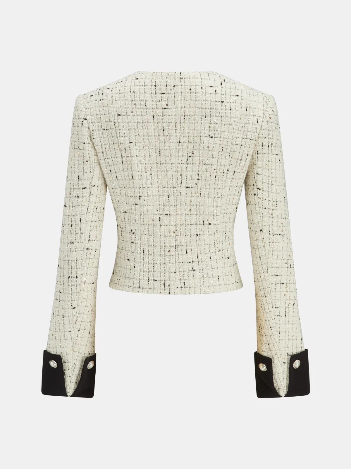 Contrast Cuff Pearl Button Tweed Jacket sold by COMMENSE product image thumbnail 4