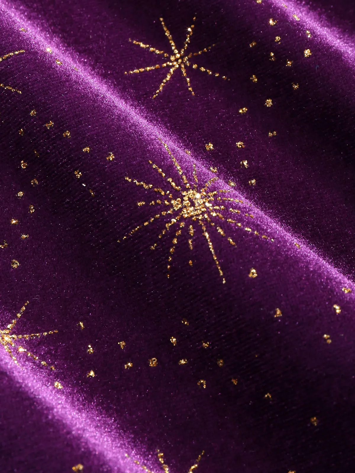 Ruffled V-Neck Star Print Velvet Midi Dress sold by COMMENSE product image thumbnail 3