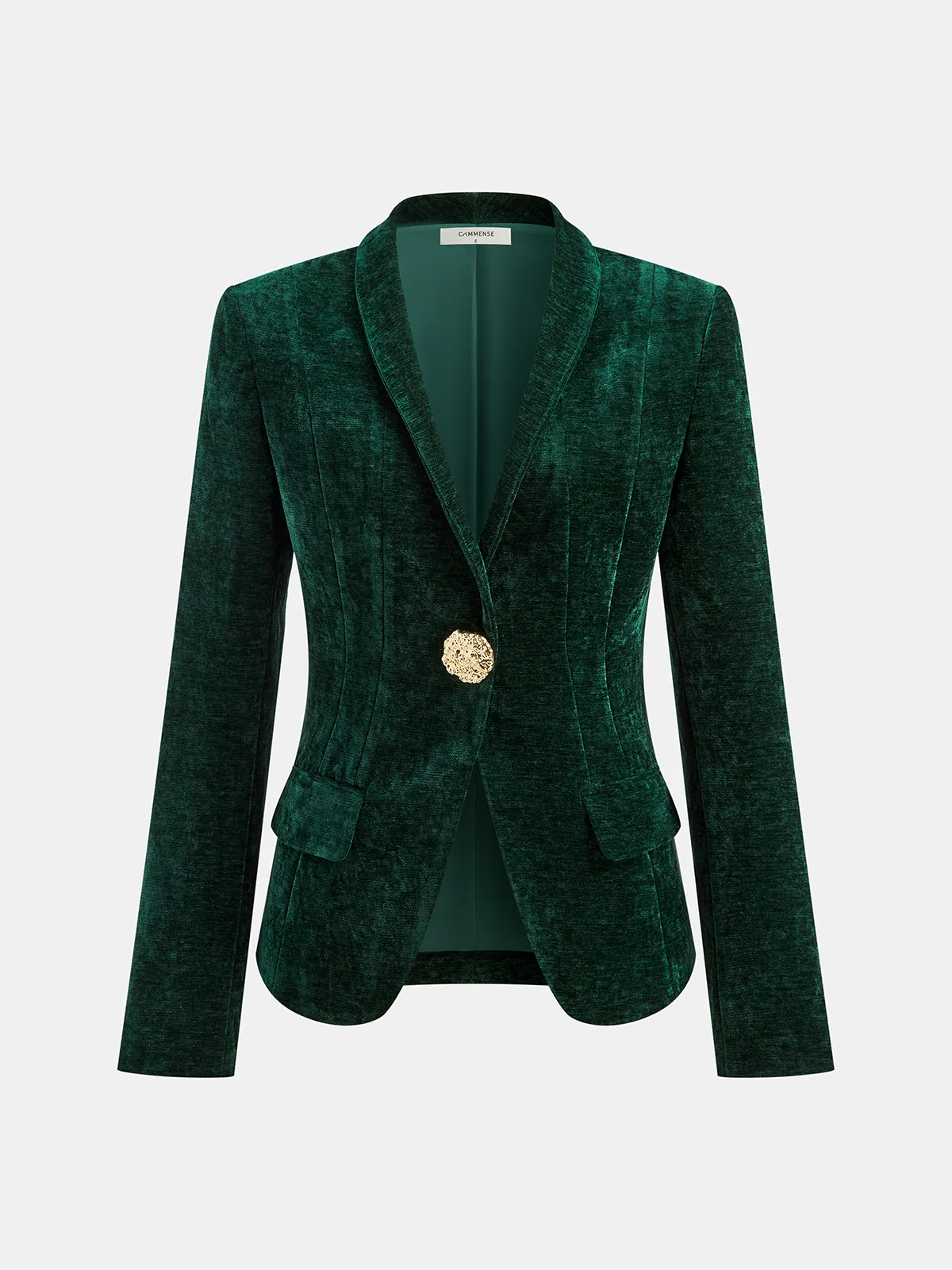 Metal Button Velvet Blazer sold by COMMENSE