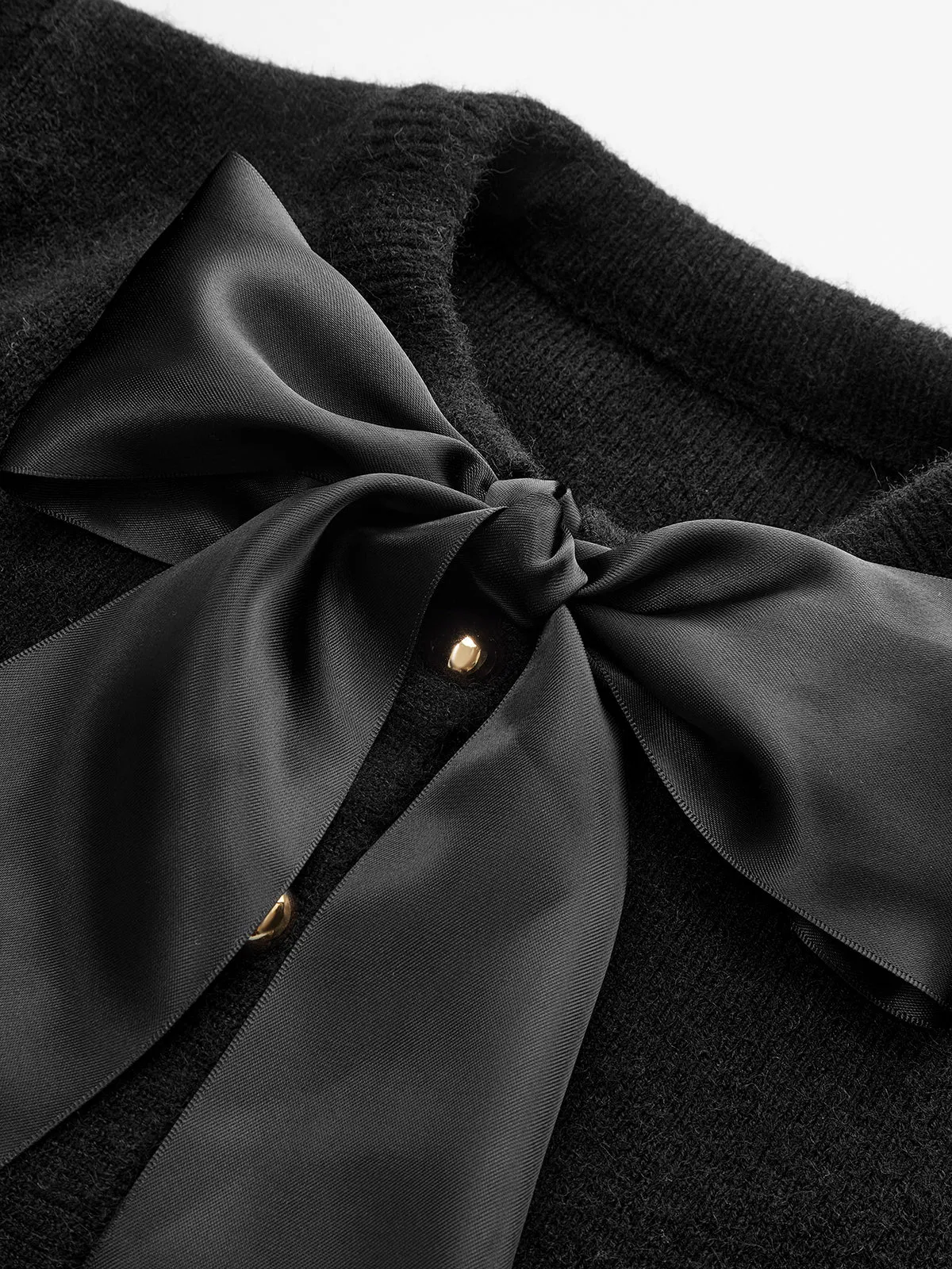 Bow Detail Metal Button Knit Cardigan sold by COMMENSE product image thumbnail 4