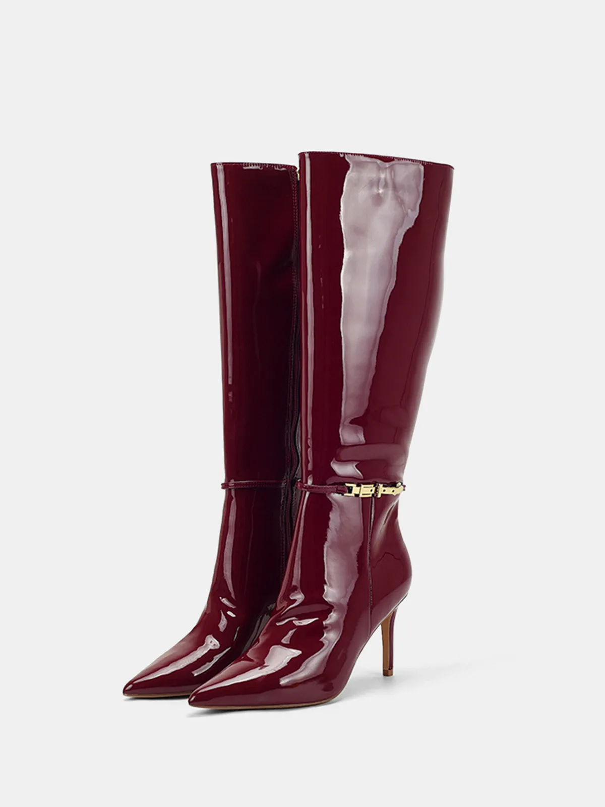 PU Patent Leather Knee-High Stiletto Boots sold by COMMENSE product image thumbnail 3