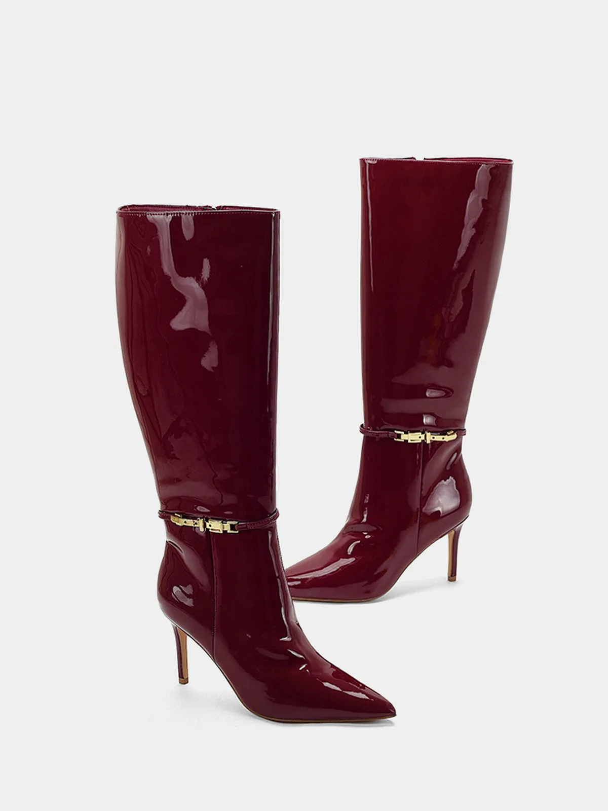 PU Patent Leather Knee-High Stiletto Boots sold by COMMENSE product image thumbnail 2