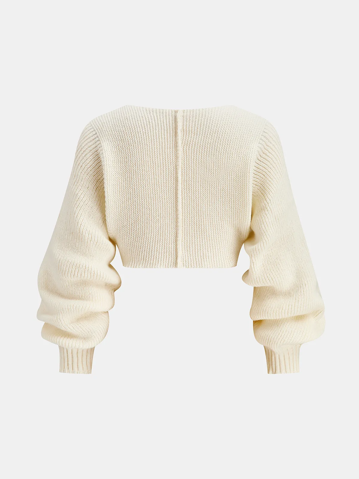 V-Neck Long-Sleeve Cropped Sweater sold by COMMENSE product image thumbnail 2