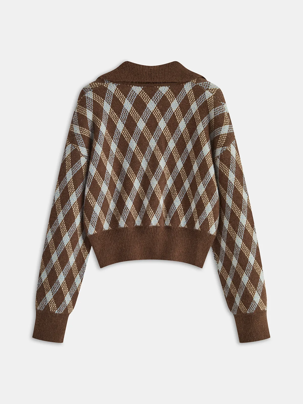 Argyle Patterned Collared Knit Sweater sold by COMMENSE product image thumbnail 2