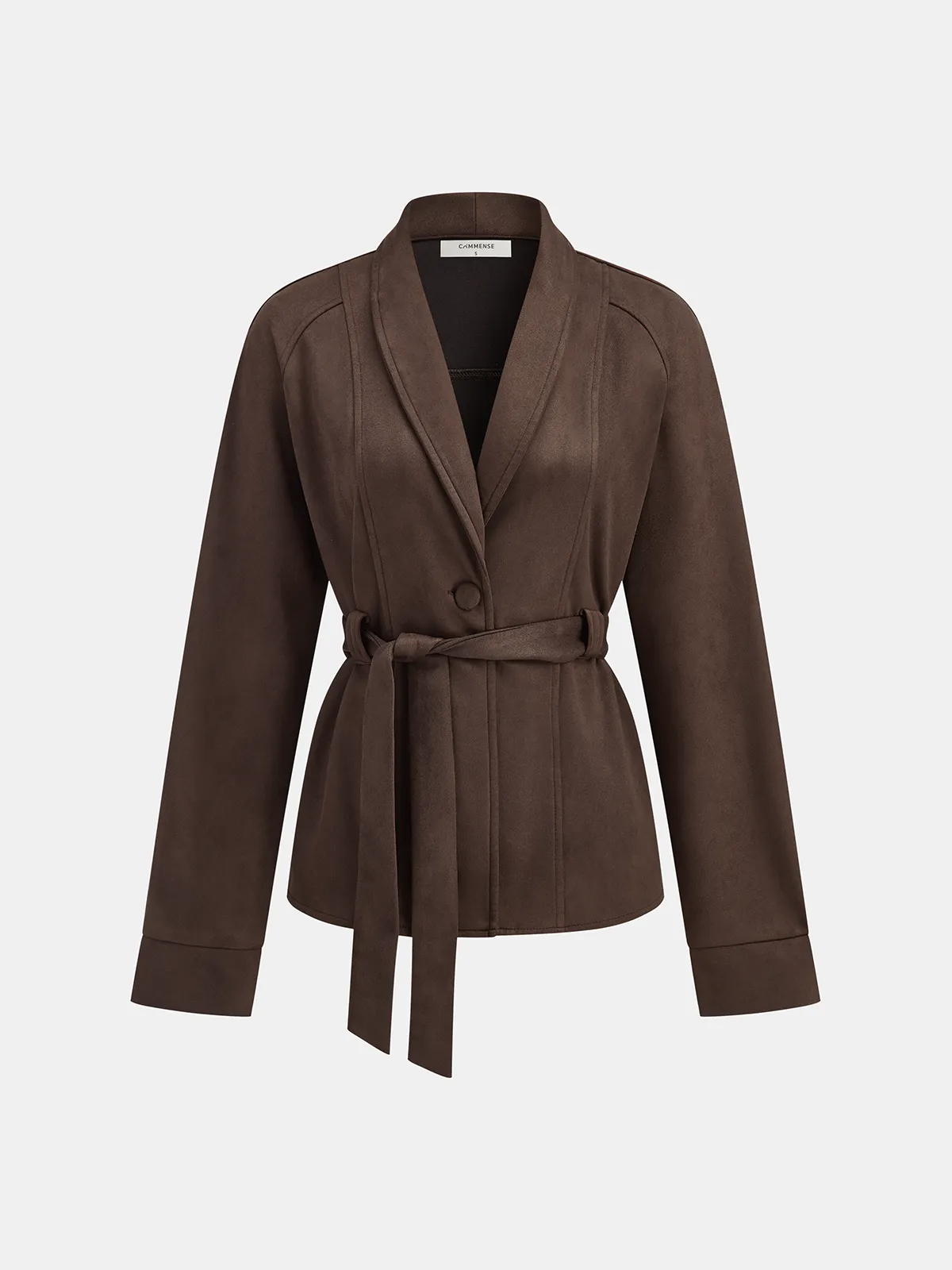 Suede Effect Belted Shawl Collar Jacket sold by COMMENSE product image thumbnail 3