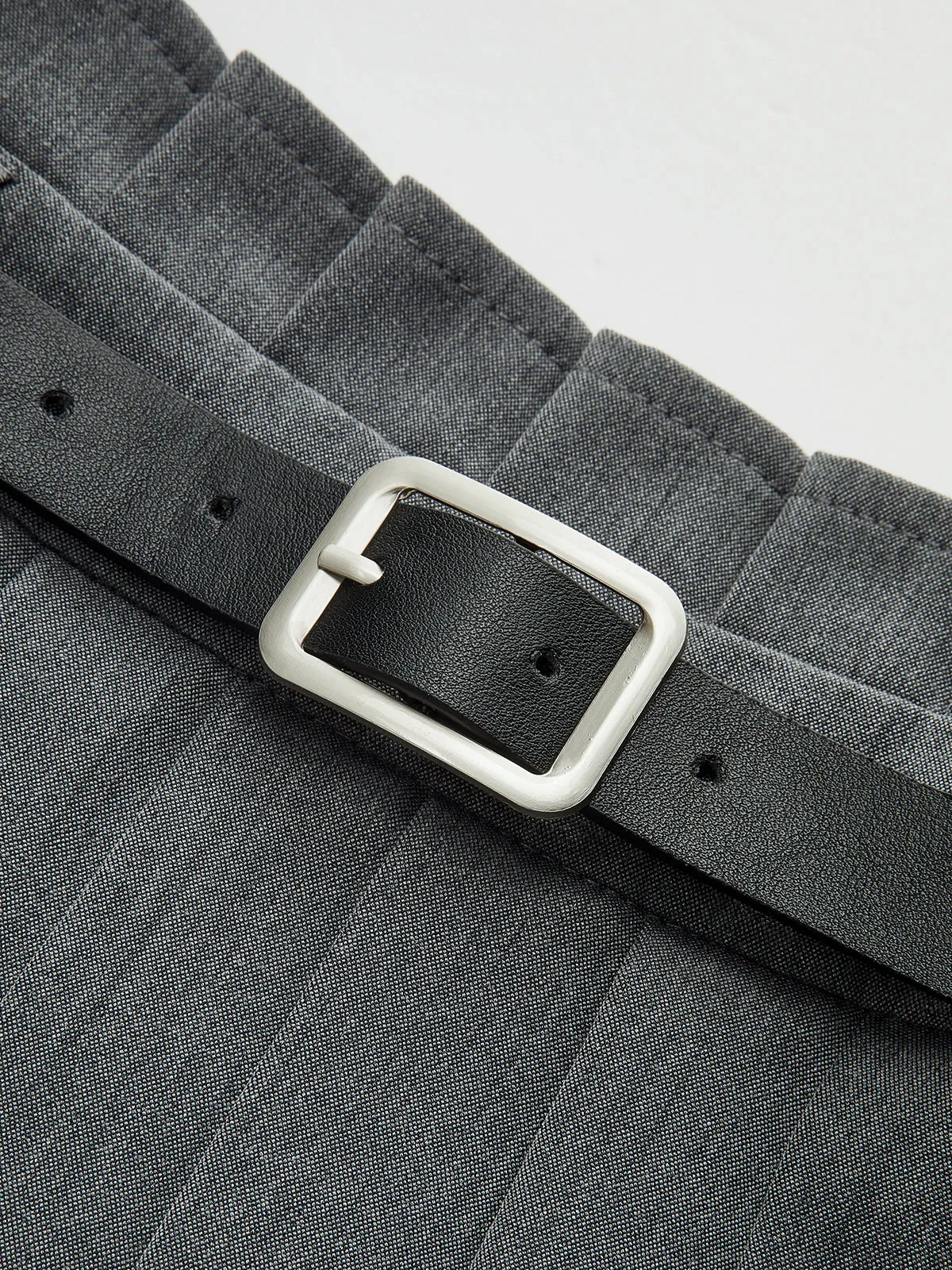 Mid-Waist Pleated Belted Skort sold by COMMENSE product image thumbnail 4