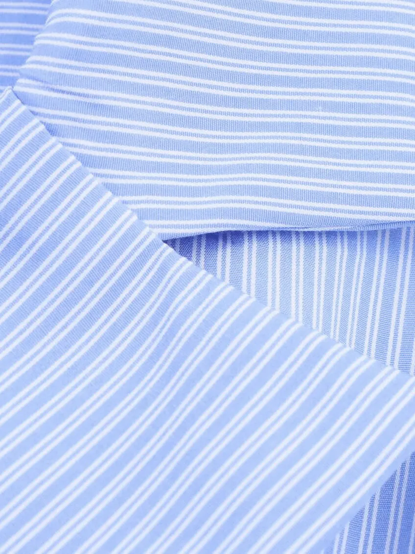 Lapel Collar Striped Belted Cropped Shirt sold by COMMENSE product image thumbnail 4