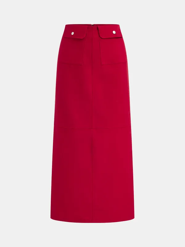 Decor Pocket Mid-Waist Maxi Skirt sold by COMMENSE