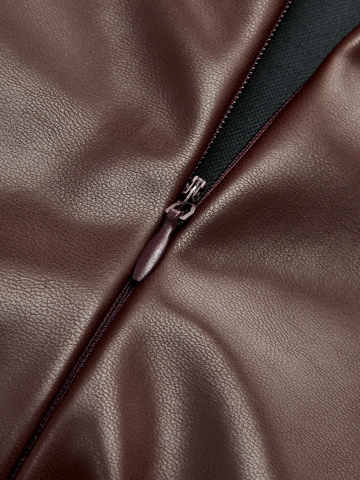 Sleeveless Slit PU Leather Draped Midi Dress sold by COMMENSE product image thumbnail 4