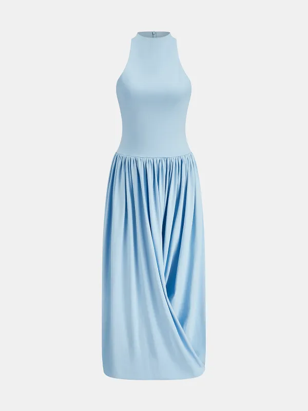 Draped Sleeveless Fitted Maxi Dress sold by COMMENSE