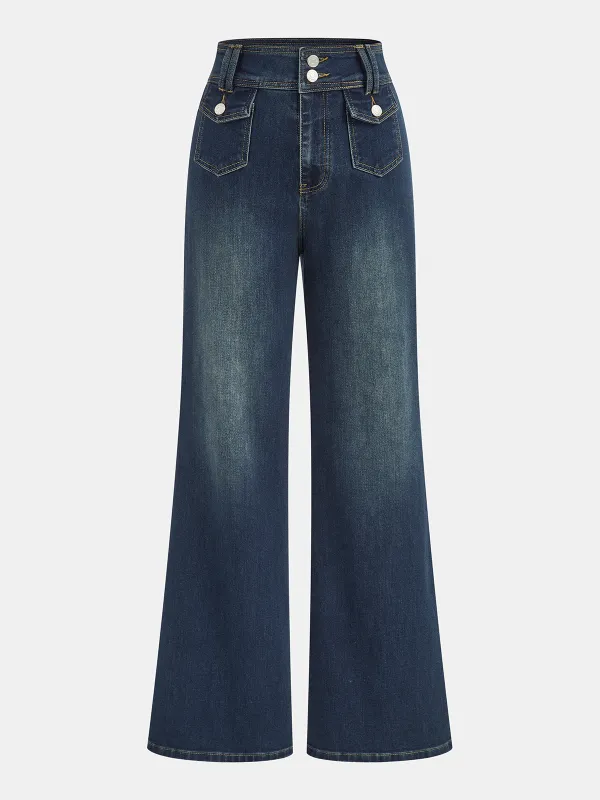 Vintage High-Waisted Flare Jeans sold by COMMENSE